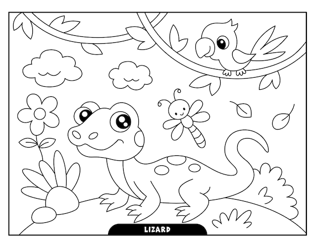 Lizard coloring pages for kids