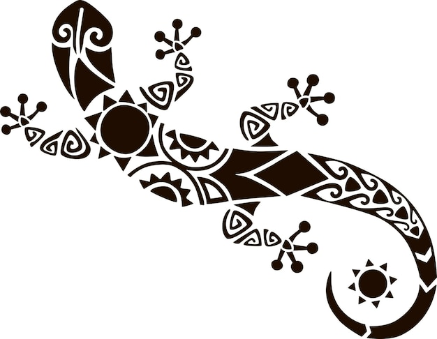 Lizard or gecko in Maori Polynesian style. Tattoo sketch.