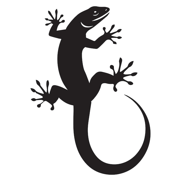 Vector lizard silhouette clipart design lizard reptile vector illustration in black and white