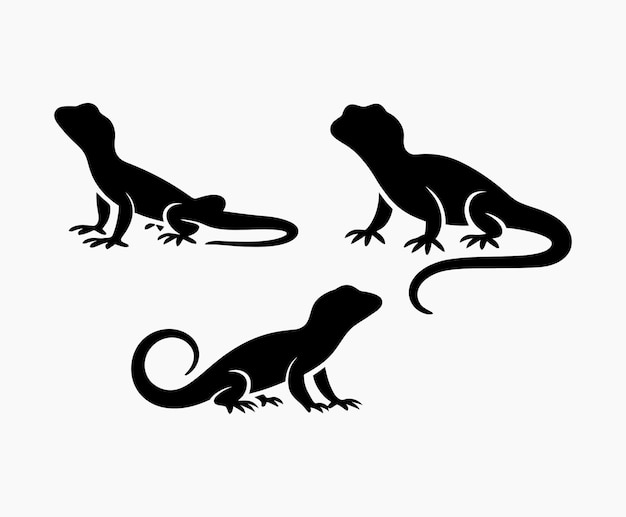 Lizard silhouette EPS vector animal art illustration template