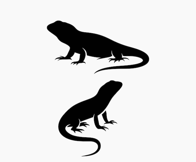 Lizard silhouette EPS vector animal art illustration template