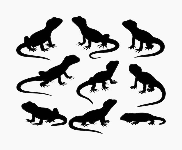 Lizard silhouette EPS vector animal art illustration template