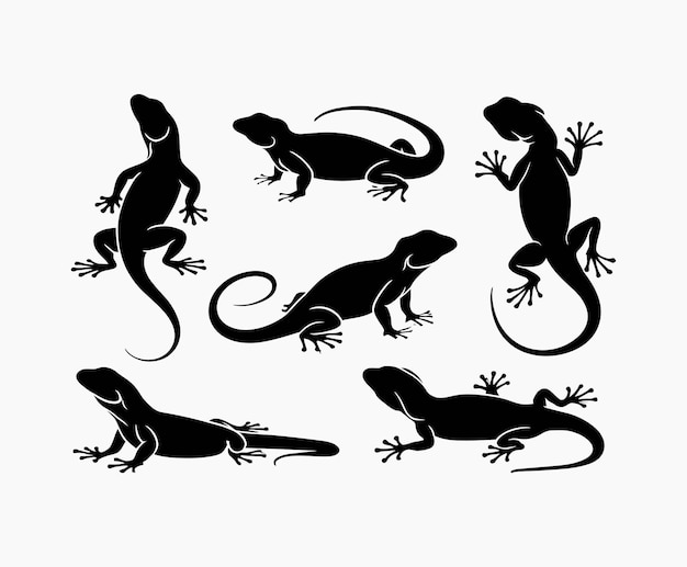 Vector lizard silhouette eps vector animal art illustration template