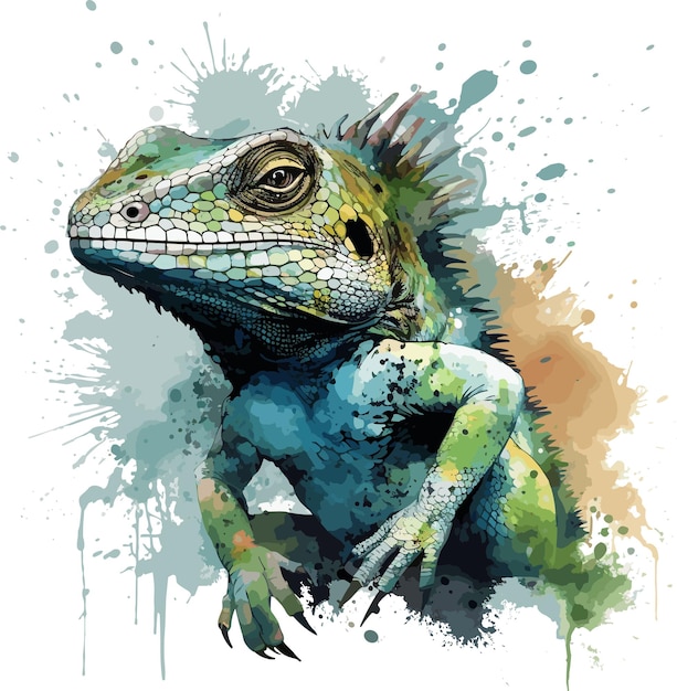 lizard watercolor brush style design vector for t shirt