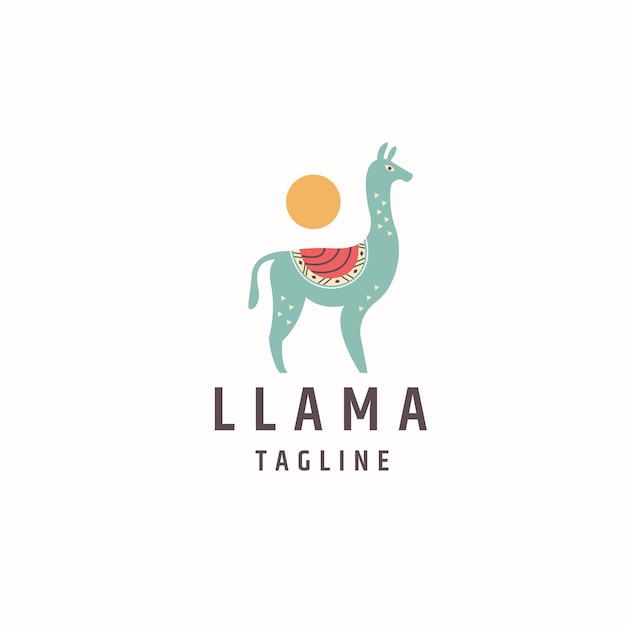 Vector llama or alpaca animal logo icon design template flat vector