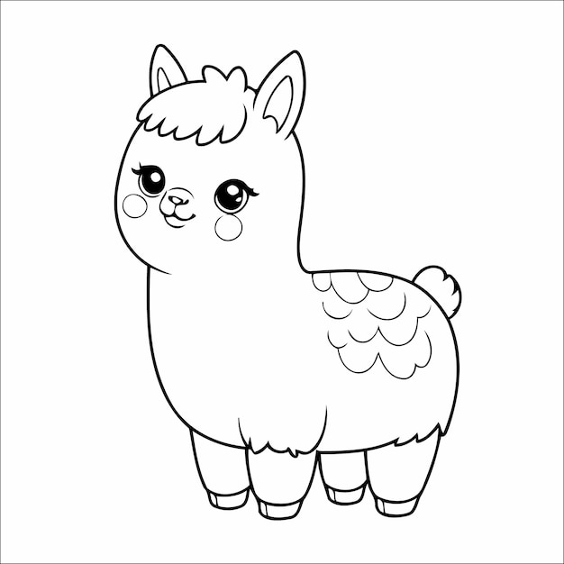 Llama Coloring Page Drawing For Kids