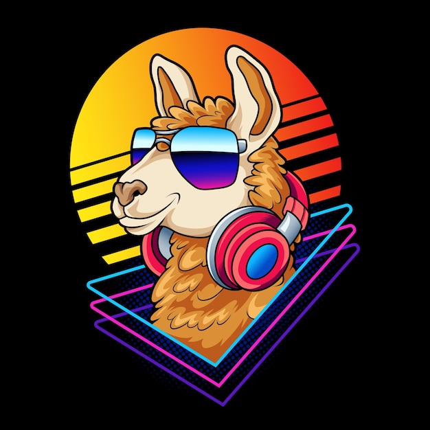 Llama head with retro style