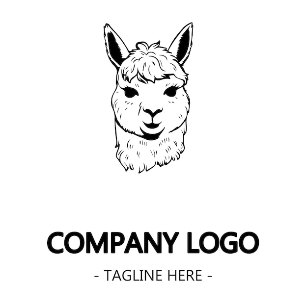 llama logo outline vector illustration design logo