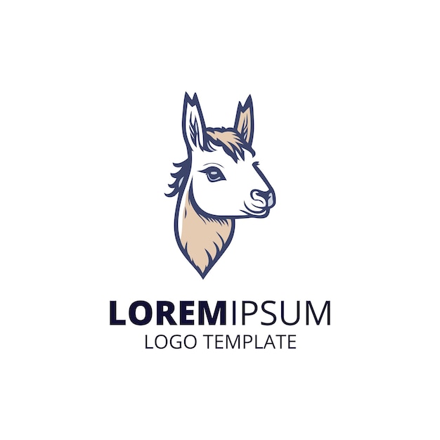 Llama Logo Template Minimal animal logo head Vector Illustration