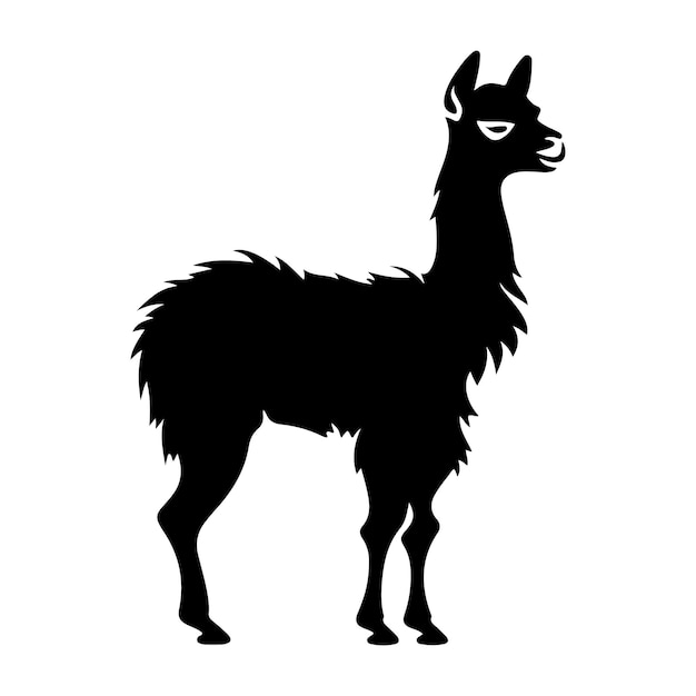 llama silhouette clipart on a white background