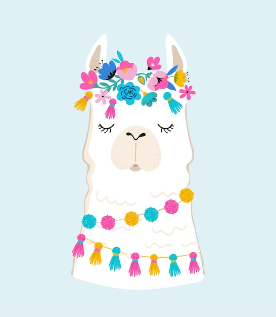 Llama with accessories illustration