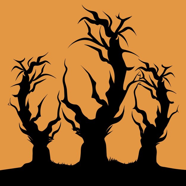 Vector llustration of halloween gnarled trees halloween vector design perfect for invitations posters