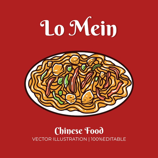 Lo mein chinese food vector illustration