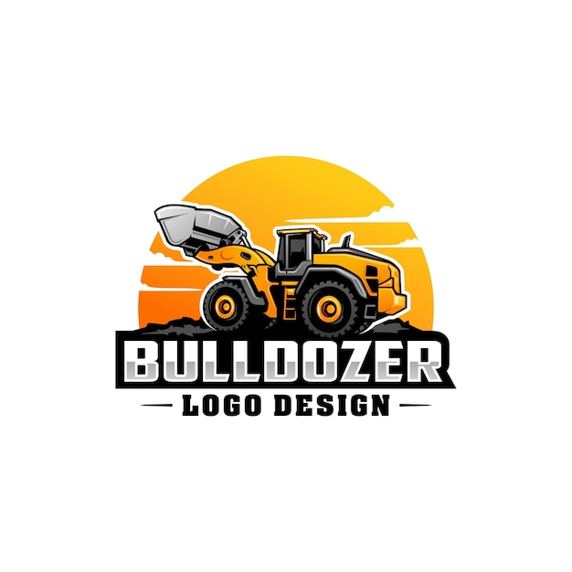 Loader bulldozer excavator logo vector