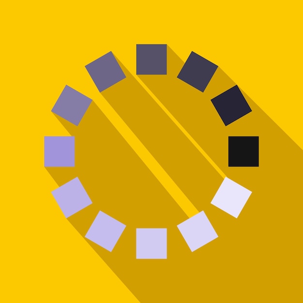 Loading circle sign icon in flat style on a yellow background