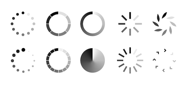 Vector loading icon. set of vector isolated loading icons and signs. download progress. collection of load indicators icons. stock vector. eps 10