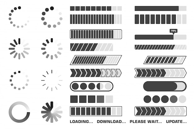 Loading process icons set.