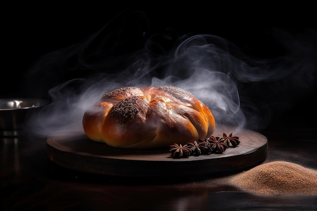 Vector a loaf of bread with smoke coming out of it