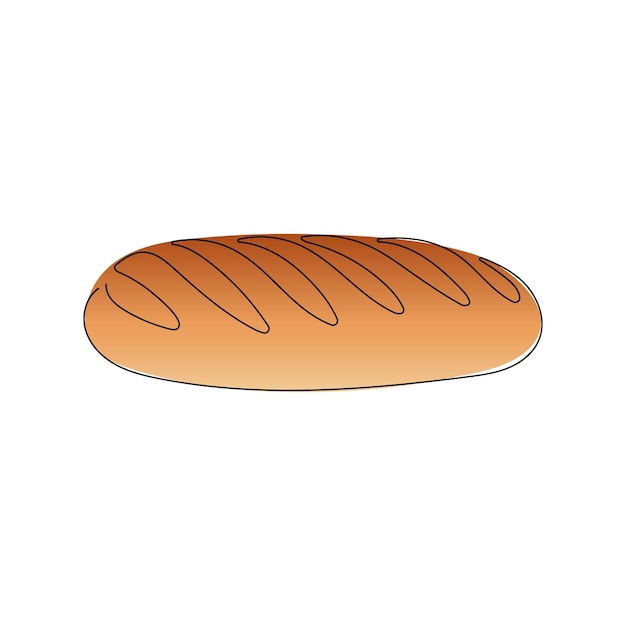 Loaf of fresh bread. One line drawing style. Bakery and cafe concept. Hand drawn vector illustration