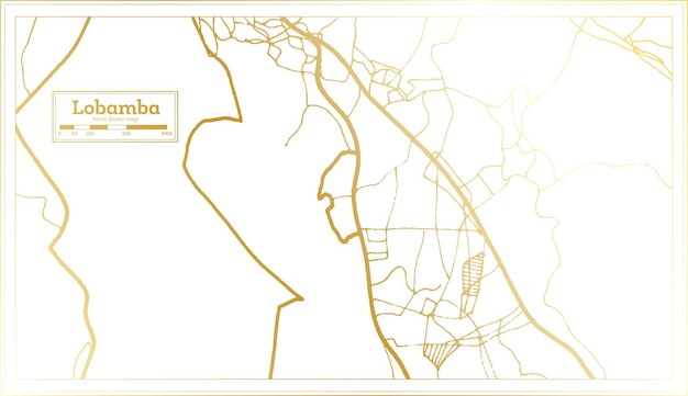 Lobamba Swaziland City Map in Retro Style in Golden Color Outline Map