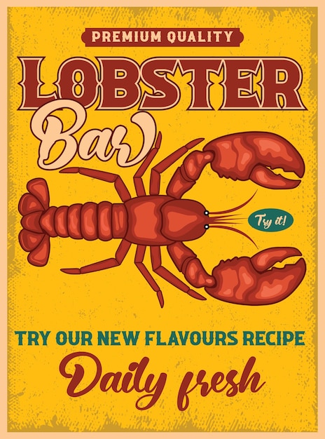 Lobster bar seafood promo advertisement vector template