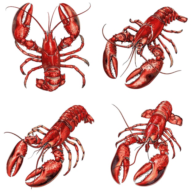 Lobster Color engraving raster illustration isolated on white background