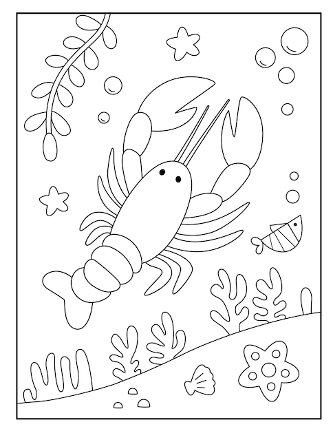 Lobster coloring pages for kids