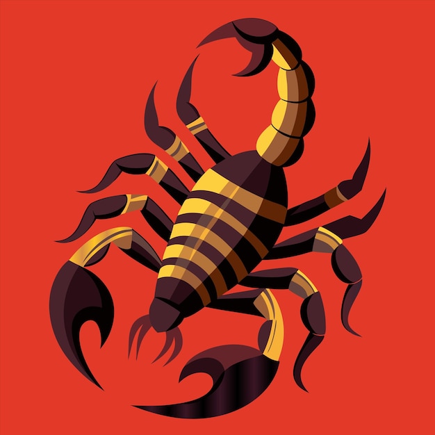 Vector a lobster is on a red background with a yellow and black pattern