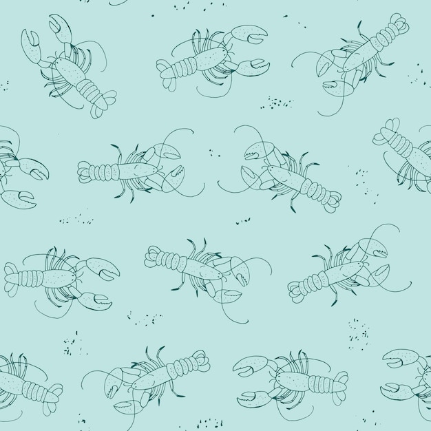 Vector lobster sea food vector seamless pattern