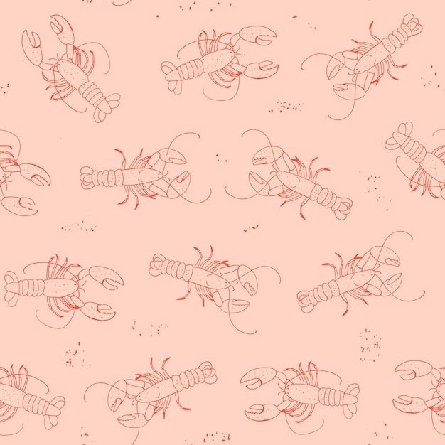 Vector lobster sea food vector seamless pattern