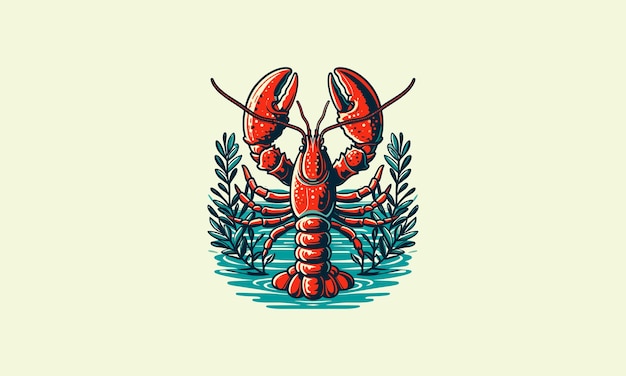 lobster on sea vector illustration logo design