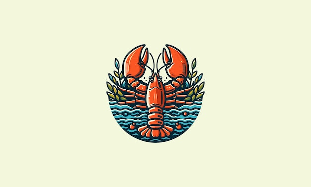 lobster on sea vector illustration logo design