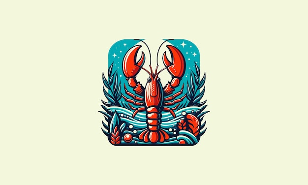 lobster on sea vector illustration logo design