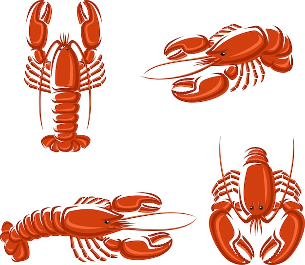 Lobster set Vector