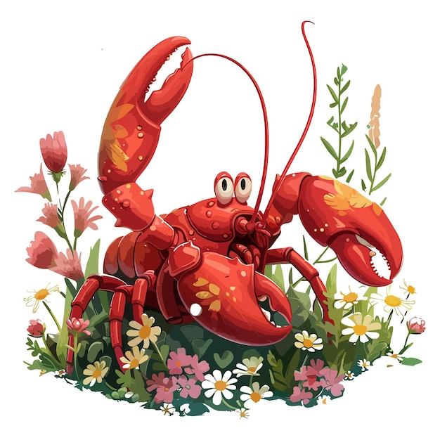 Lobster vector with flower