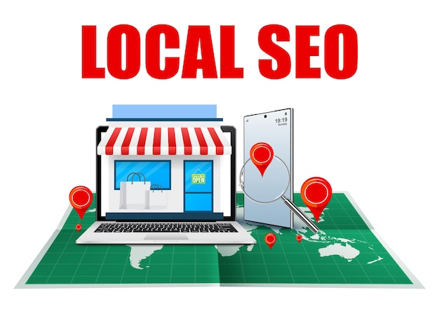 Vector local seo marketing concept