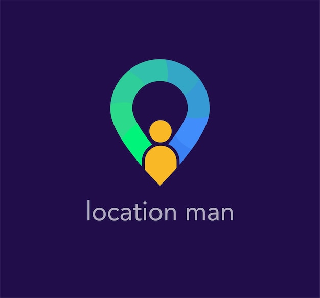 Location man logo in heart. Unique color transitions. people logo template. vector