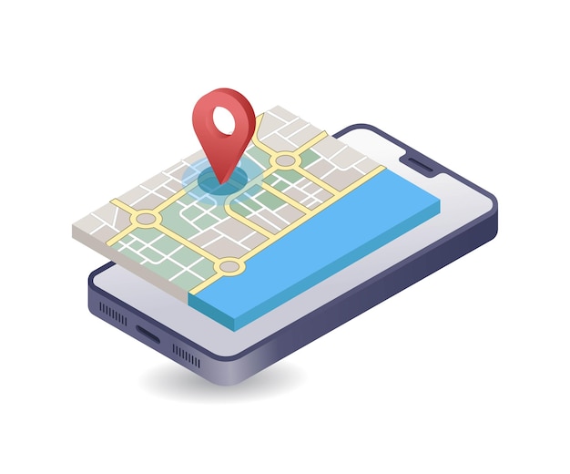 Location map application flat isometric 3D illustration infographics