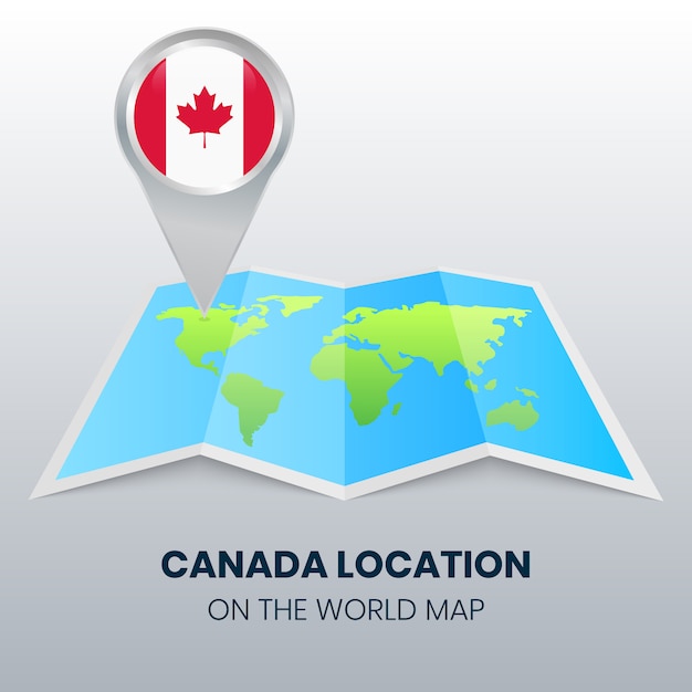 Location mark of Canada on the World Map