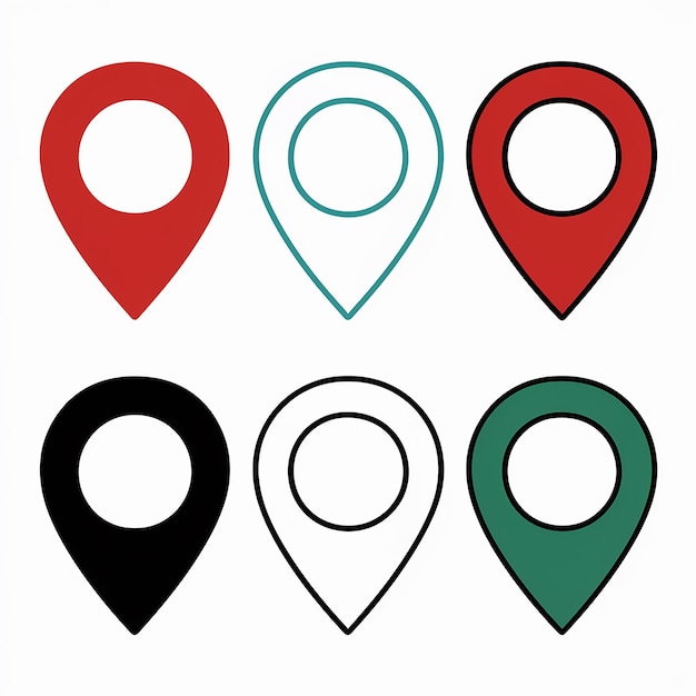 Location Marker Set Four Distinct Pin Icons in Red and Black