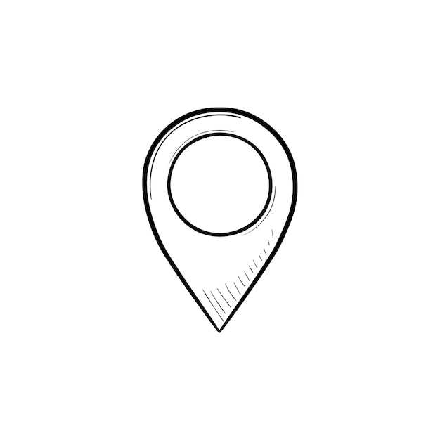 Location pin hand drawn outline doodle icon. Map pointer, place location, GPS pin and navigation concept