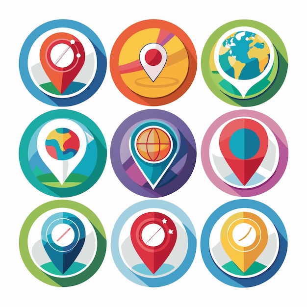 Location pin icon set Modern map marker Location sign icon Vector Illustration