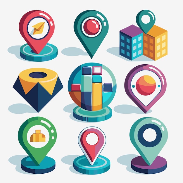 Location pin icon set Modern map marker Location sign icon Vector Illustration