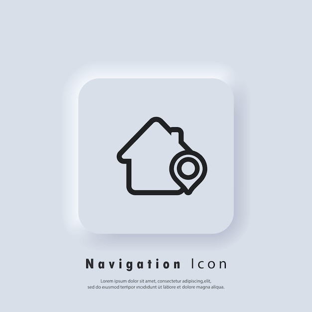 Location pin, store point. Local marketing e-commerce campaign strategy. Market And shop location Pointer icon with shop. GPS location. Map pin icons. Vector EPS 10. UI icon. Neumorphic UI UX