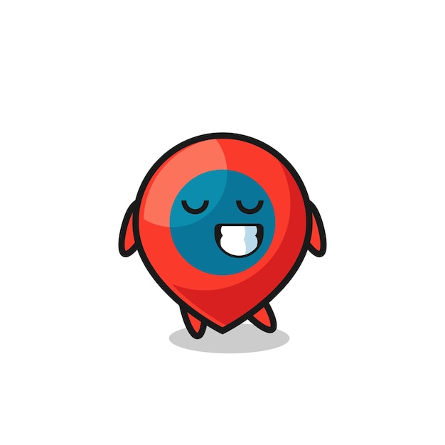 Location symbol cartoon illustration with a shy expression