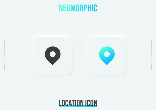 Location trendy neumorphic icon in solid and gradient color