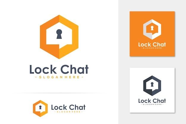 Lock chat logo vector