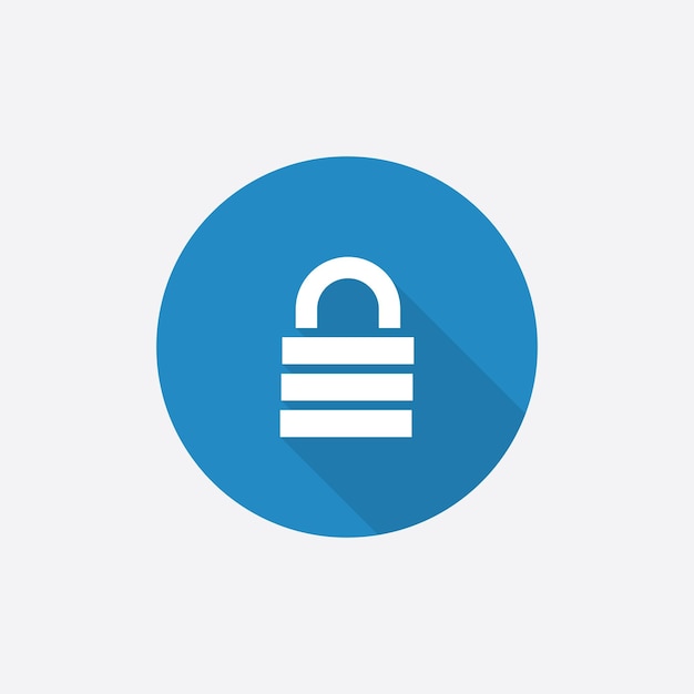 Lock Flat Blue Simple Icon with long shadowxA