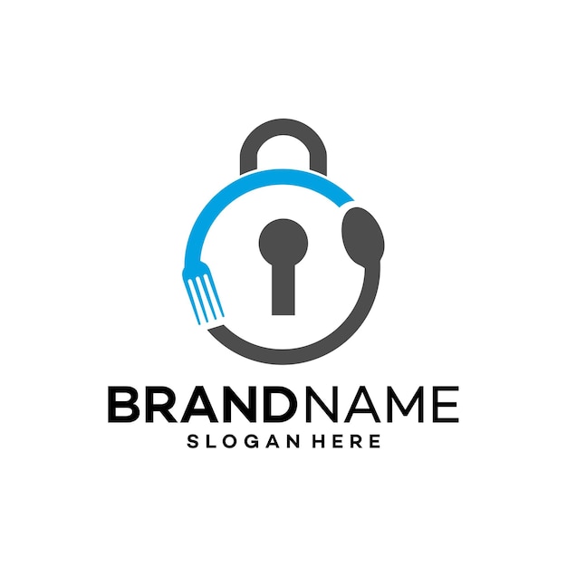 Lock Food Logo Template Design Vector