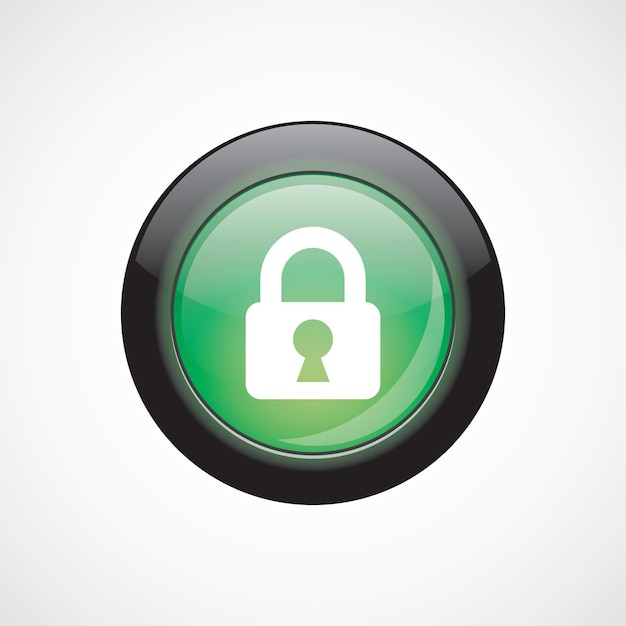 lock glass sign icon green shiny button. ui website button